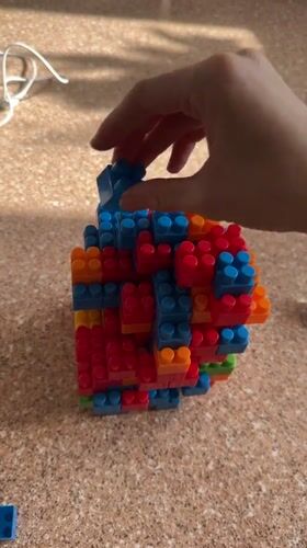 Child's playtime with building blocks captured in Ussurijsk