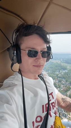 Helicopter ride over New York suburbs, aerial views from above
