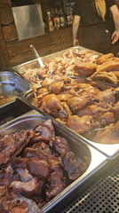 Smoked meat stall draws a crowd at Hévíz outdoor market
