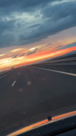 Evening highway traffic recorded in Herakovo, Bulgaria