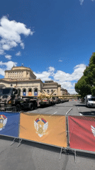 Military convoy transports covered drones through Yerevan streets