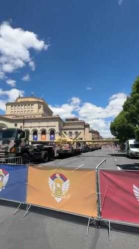 Military convoy transports covered drones through Yerevan streets