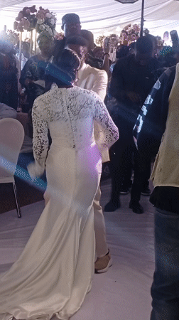 Wedding couple dances at reception in Barakin Akawo, Nigeria