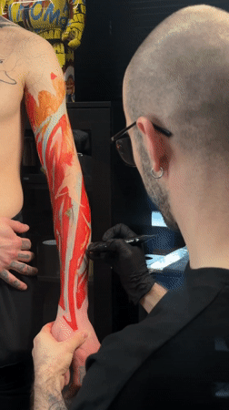 Moscow morning captures tattoo session and modern architecture