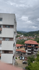 Apartment building and stuffed rabbit documented in Zlatograd
