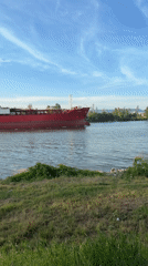 Cargo ships transit Varna waters during evening hours