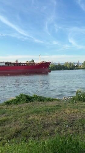 Cargo ships transit Varna waters during evening hours