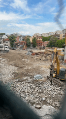 Morning scenes in Plovdiv: construction work and playful pet