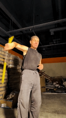 Nunchaku training session in a Qarağandı warehouse