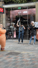Animal costume protesters demonstrate outside London Ray-Ban store