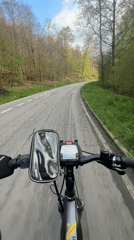 Electric bike ride recorded through forest on spring afternoon