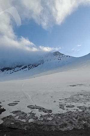Spring snow conditions documented in Georgian mountain resort
