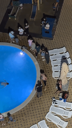 Evening resort activities documented in Anapa, Russia