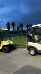 Golf cart ride captured at sunset in Tlaxcalancingo course