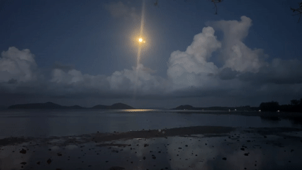 Nighttime coastal scenes captured in Ban Bang Khao, Thailand