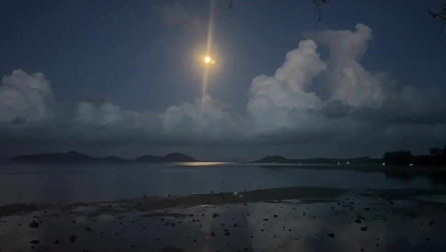 Nighttime coastal scenes captured in Ban Bang Khao, Thailand