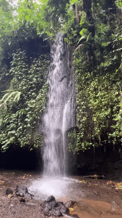 Waterfall documented in multiple angles near Tembuku, Indonesia