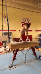 Young gymnast trains on multiple apparatus in Sofia gym