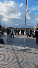 Saxophone on the Miass River promenade, Chelyabinsk