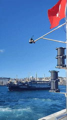 Ferry ride across the Bosphorus with Istanbul's skyline in view