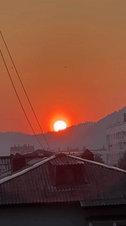 Sunset over Mezhdurechensk's apartment districts, multiple angles