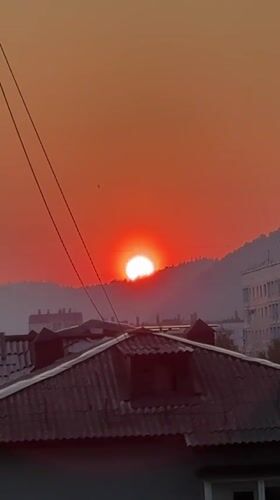 Sunset over Mezhdurechensk's apartment districts, multiple angles