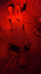 Haunted attraction features horror displays alongside temple artifacts