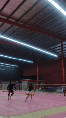 Recreational badminton matches observed at Ko Samui sports facility
