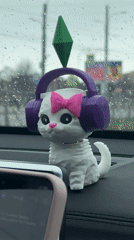 Decorated 3D Cat Figurine Spotted on Dashboard in St. Petersburg