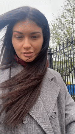 Woman records selfie video in Krasnogorsk, Russia
