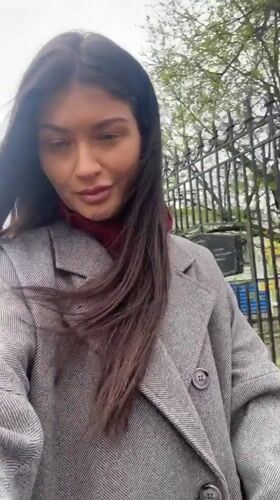 Woman records selfie video in Krasnogorsk, Russia
