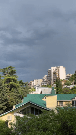 Witness documents cloudy cityscape with colorful residential roofs