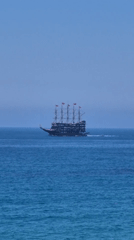 Morning maritime activity observed off Alanya coast includes galleon, yachts