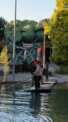 Father and child visit waterfront platform in Sochi
