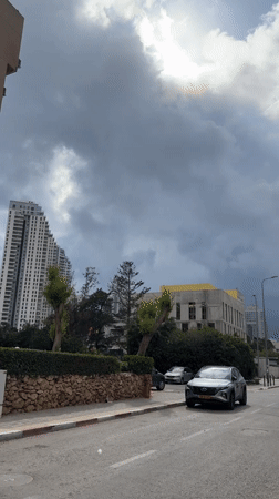 Stormy weather observed over Netanya street scene