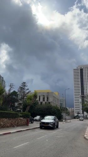 Stormy weather observed over Netanya street scene