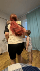 Family enjoys casual afternoon activities in Chaikovsky, Russia