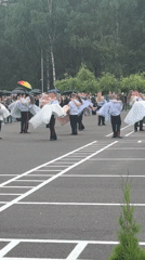 Youth group performs outdoor ceremony in rain in Belarus