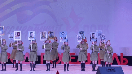 Military ceremony with youth dance performance in Markovskiy, Russia