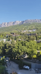 Morning landscape documentation in Ukrainian mountain settlement