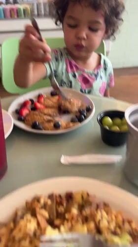 Pancakes with fresh berries at an El Paso breakfast table