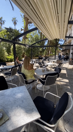 Morning cafe life captured in Budva, Montenegro
