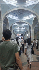 Morning commute through Tashkent Metro's ornate stations