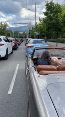 Gray convertible with two occupants spotted in Sofia traffic
