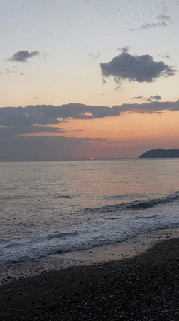 Sunset documented along Adriatic coast in Bar, Montenegro