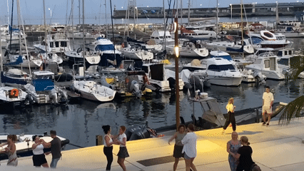 Evening life along Funchal's marina waterfront