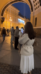 Evening pedestrian activity observed across central Saint Petersburg landmarks