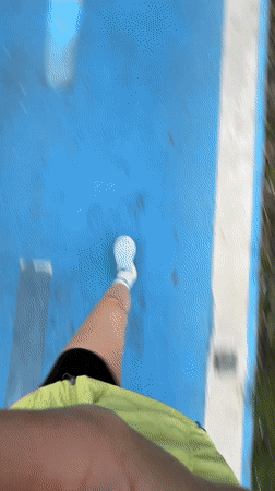 Woman jogs and takes selfies at Fethiye marina