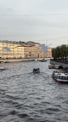 Tourist boats and decorated canals observed in Saint Petersburg
