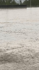 Heavy rain floods paved areas at Lang Biang, Da Lat